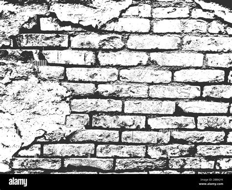 Distress Old Brick Wall Texture Black And White Grunge Background