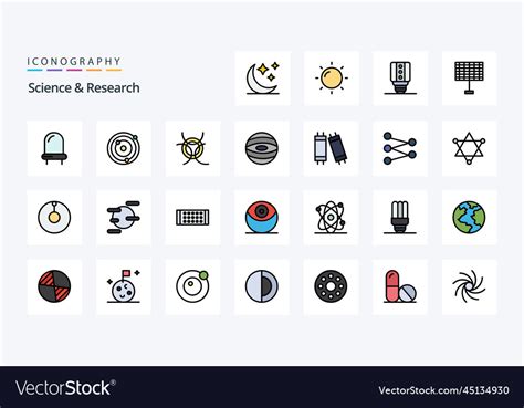 25 Science Line Filled Style Icon Pack Iconography
