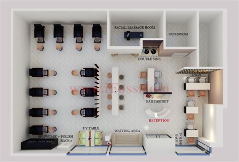 3d Layout For Nail Salon Floor Plan Design