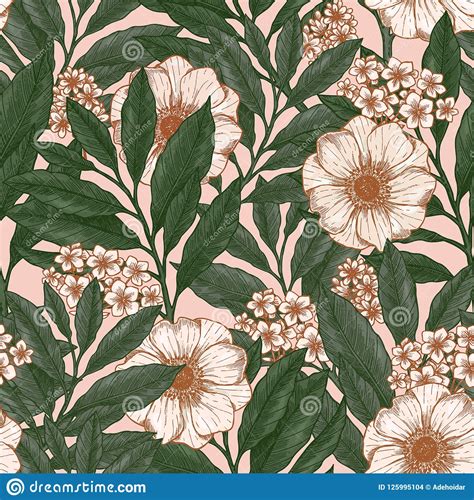 Vintage Floral Seamless Pattern Vintage Fabric Design Stock