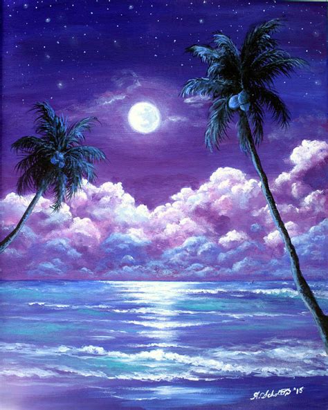 Luminous Night In The Tropics Painting By Amy Scholten Pixels