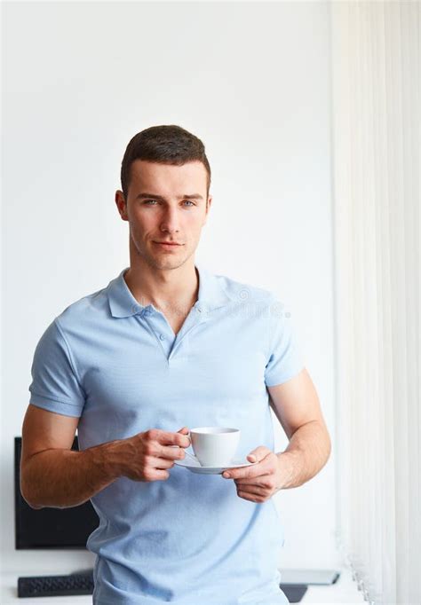 Handsome Man Drinking Coffee Stock Photo Image Of Manager Coffee