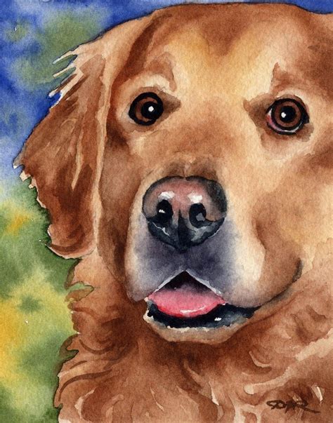 Golden Retriever Art Print By Watercolor Artist Dj Rogers Etsy