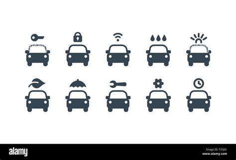 Car Service Icons Set Auto Symbols Vector Illustration Stock Vector