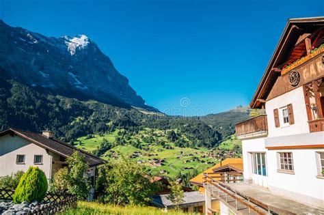 Grindelwald Village Mountain And House In Switzerland Stock Image