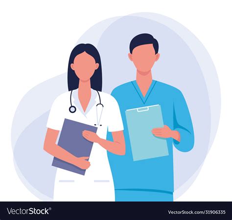 Set Doctors And Nurses Royalty Free Vector Image