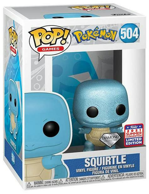 Funko Pop Games Pokemon Squirtle Diamond Collection 2021 Summer Convention Exclusive Figure 504