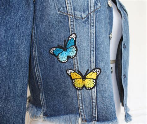 Custom Denim Jacket With Rainbow Of Butterflies Daniella Erin Nyc