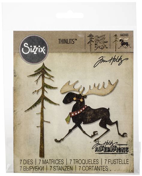 Sizzix Thinlits Dies By Tim Holtz 12pkg Merry Moose 630454255017 Ebay