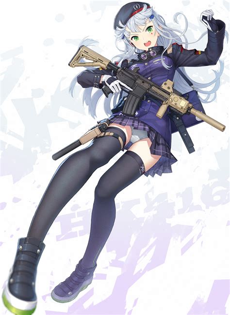 Safebooru 1girl Acog Assault Rifle Bag Bangs Beret Black Headwear