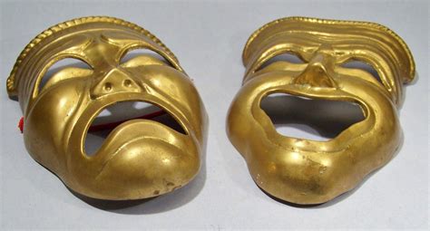 Brass Ancient Greek Comedy And Tragedy Drama Masks Theatrical Wall