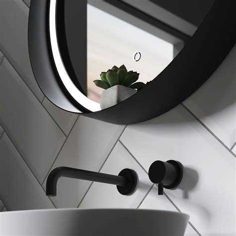 Arezzo Matt Black 600mm Round Colour Changing Led Illuminated Bathroom