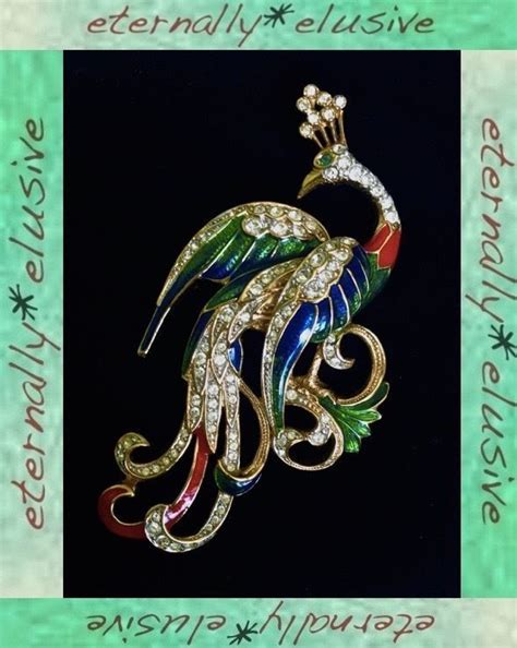 Rare Vtg Signed Aands Attwood And Sawyer Enamel And Rhinestone Peacock Bird Pin Brooch 4000 Usa