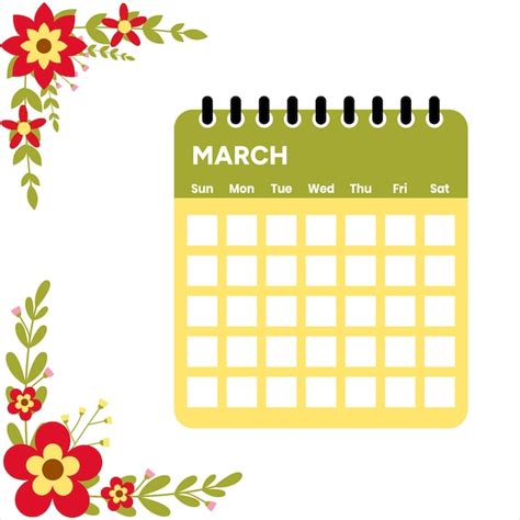 Calendario De Marzo Vector Premium