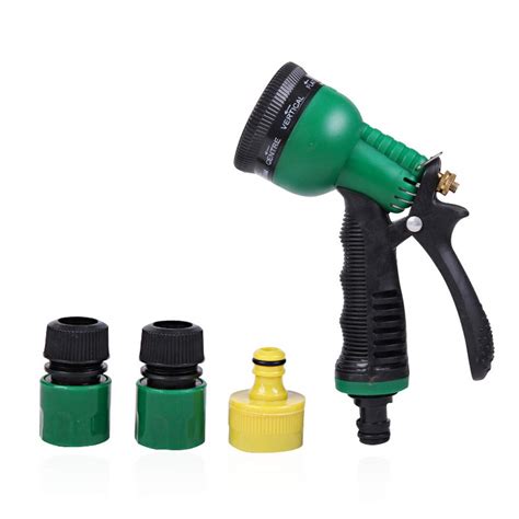 Jrd® Plastic Garden Hose Nozzle Water Spray Gun Connector Tap Adapter Set Green Pack Of 1