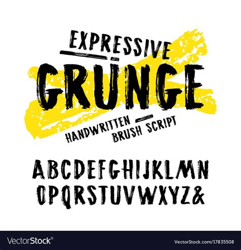 Handwritten Brush Font In Grunge Style Royalty Free Vector