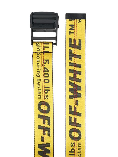 off white classic industrial belt with logo in yellow modesens