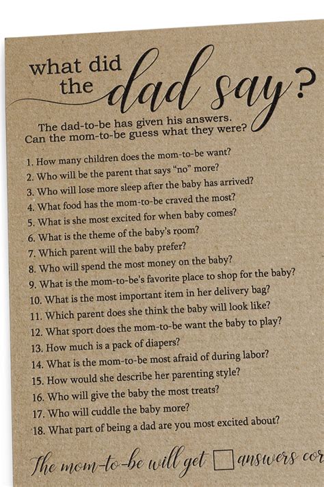 What Did The Dad Say Baby Shower Game Artofit