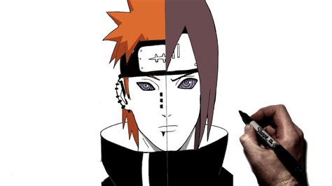 How To Draw Pain Nagato Step By Step Naruto Youtube