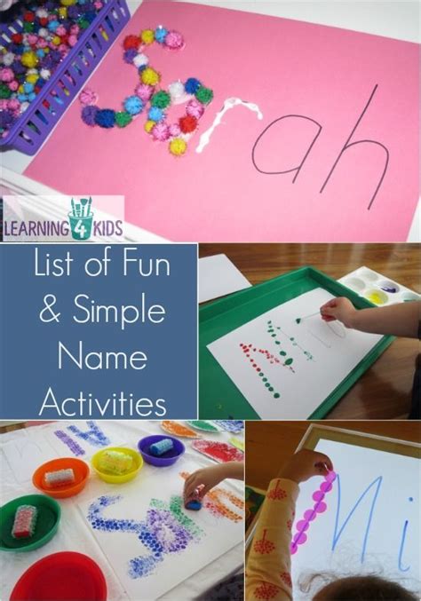 List Of Simple And Fun Name Activities Name Activities Name