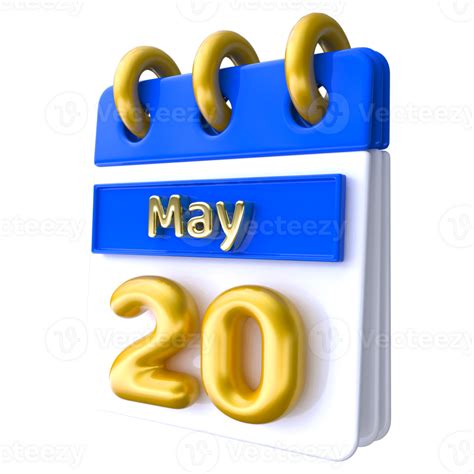 May 20th Calendar 3d Render 34339716 Png