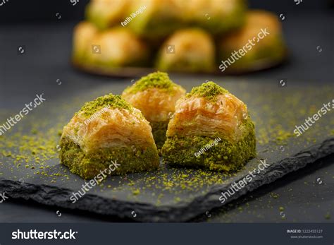 Walnut Pistachio Turkish Style Antep Baklava Stock Photo