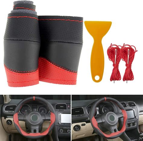 Zatooto Steering Wheel Cover Leather Lace Up Steering Wheel Cover