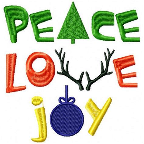 Peace Love Joy Christmas Typography 05 Machine Embroidery Design