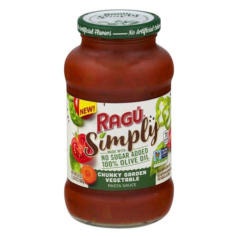 Ragu Simply Pasta Sauce Chunky Garden Vegetable 24 Oz From Safeway