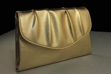 Avon Polished Gold Bag Clutch Evening Bag Snap Closure Metallic
