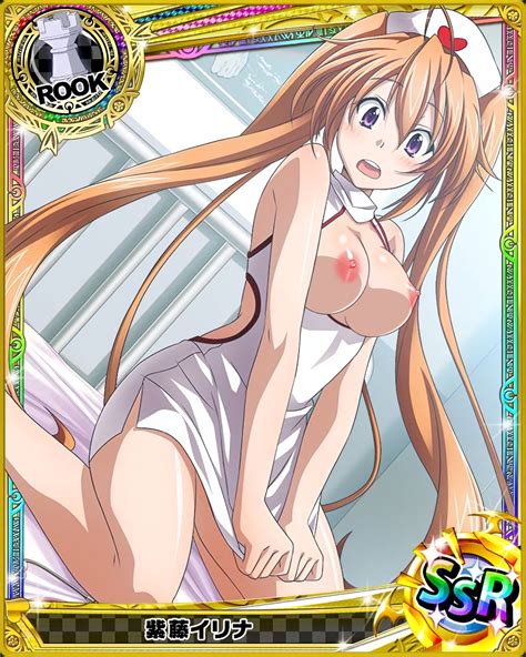 Shidou Irina High School Dxd Highres Third Party Edit 10s Breasts Breasts Out Card