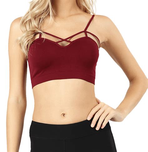 thelovely women seamless criss cross front sports bra bralette with removable pads walmart