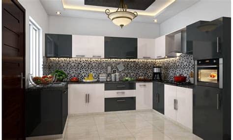 ··· customized horizontal wood color melamine mdf outdoor modular design kitchen. Buy Yin Yang U-Shape Modular Kitchen online in India ...