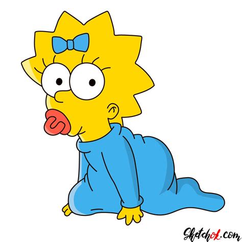 How To Draw Maggie Simpson Step By Step Drawing Tutorials Maggie Simpson Simpsons