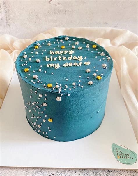 40 Cute Minimalist Cake Designs For Any Celebration Midnight Blue Buttercream Cake