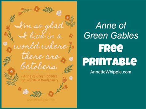 Anne Of Green Gables October Quote Free Printable Fall Quote From Anne Of Green Gables Bren