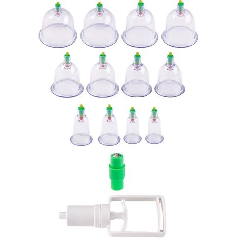 Birudmart Vacuum Cupping Therapy Pump 12pcs Massage Cans Cups Vacuum Cupping Kit Pull Out Vacuum