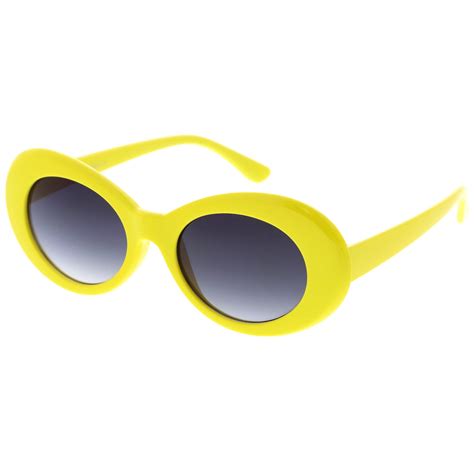 Colorful Retro 1990s Fashion Round Clout Oval Lens Sunglasses Zerouv