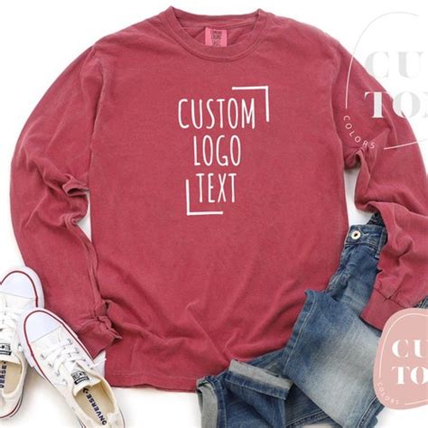 Custom Comfort Colors Personalized Logo Long Sleeve T Shirt Etsy