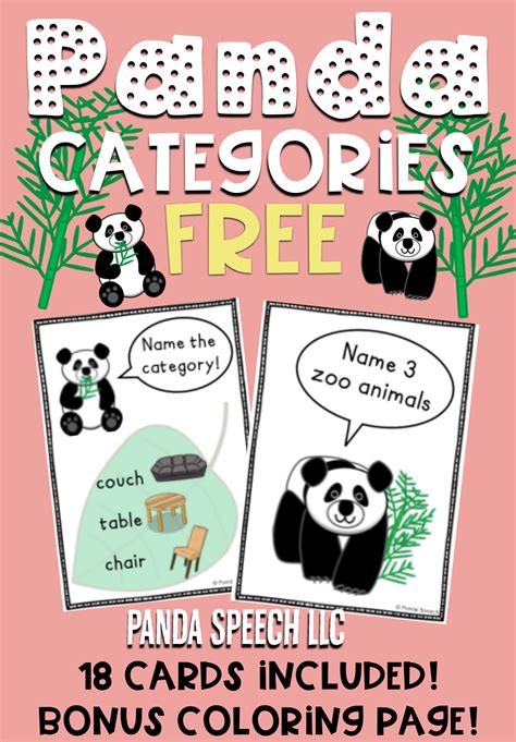 Panda Category Cards FREEBIE : Speech Therapy | Preschool speech therapy, Speech therapy, Speech ...