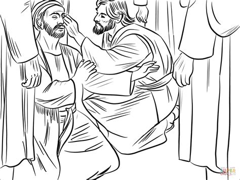 Jesus Heals A Man Born Blind Coloring Page Free Printable