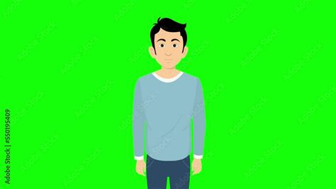 Young Man Talking Character Animation Front View Green Screen 4k Stock