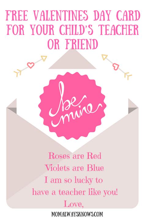I made our teacher valentine card as a printable to share, so feel free to download it for your own personal use! Free Valentines Day Card for Your Child's Teacher or Friend- Just print and go | Valentines ...