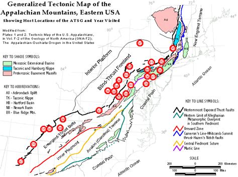 Generalized Tectonic Map Of The Appalachian Mts Eastern U S A