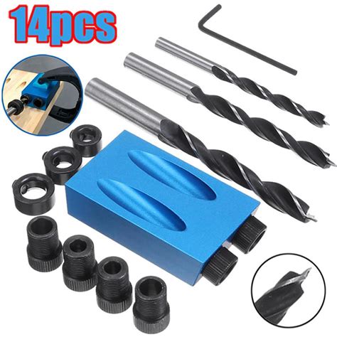 Buy 14pcs Pocket Hole Jig Kit Woodworking Screw With Dowel Angle Drill