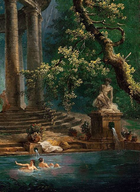 The Bathing Pool Detail By Hubert Robert 1733 1808 Rococo Art