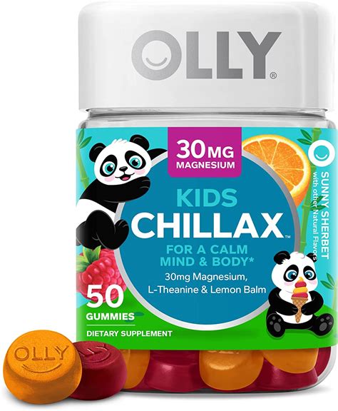 Olly Kids Chillax Magnesium Gummies Plus L Theanine Lemon Balm Calm