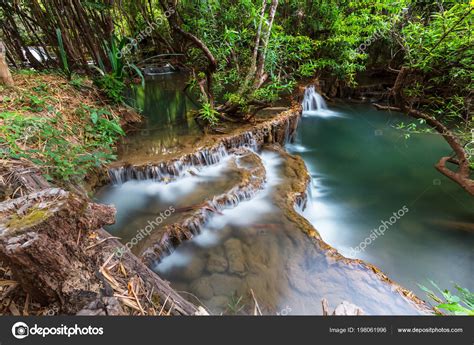 Beautiful Waterfall Rainforest Kanchanaburi Province Southeast Asia