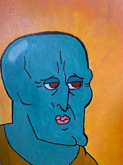 Handsome Squidward Oil Painting Squidward Disney Characters