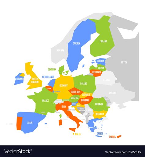 Political Map Of Europe With Highlighted 28 Vector Image